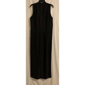Banana Republic Black Tuxedo Jumpsuit Size 10 Sleeveless Tie Neck Wide Leg